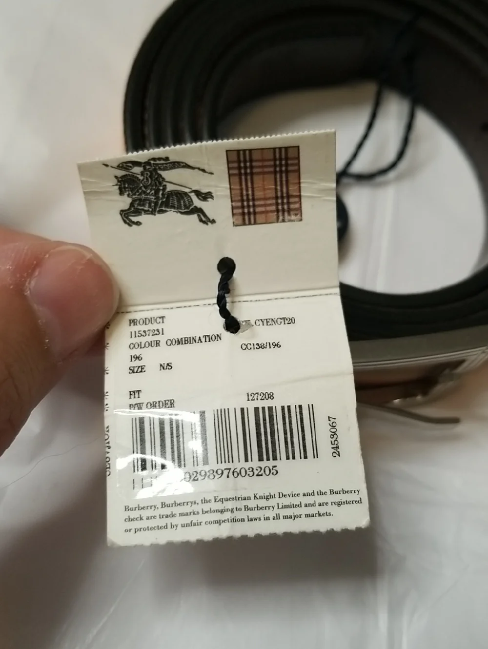Burberry Mens Plaid Belt Large NWT